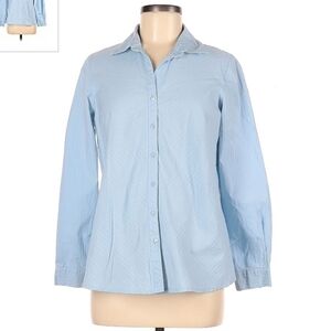 Bundle of Joy Light Blue Stripe Textured Button Up Shirt Women's Medium M EUC